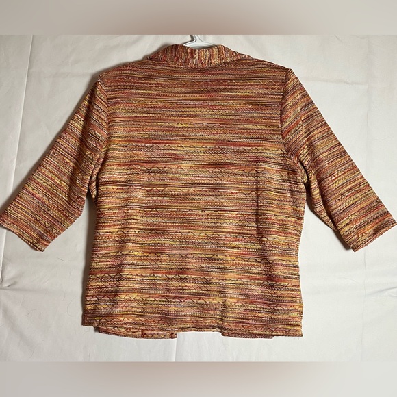 Vintage Earthy Striped Knit Twin Set | Petite Small Cropped Cardigan & Top - Picture 2 of 7